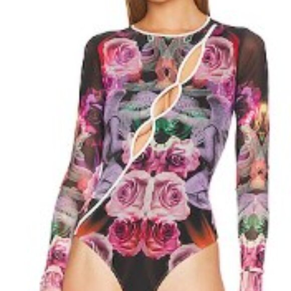 AFRM Abstract print cutout body suit in Size Small - Picture 1 of 13